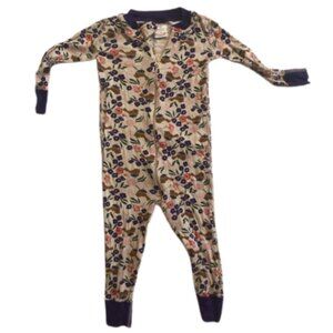 Hanna Andersson Kids Floral Footless Sleeper - Cream and Purple Bird Pattern